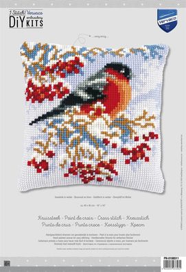 Vervaco PN-0188511 Kreuzstichkissen Dompfaff im Winter