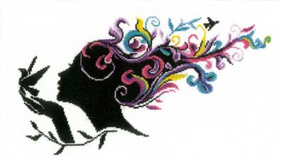 Lanarte PN-0144519 Mädchen mit Blumenhaar Kreuzstichpackung