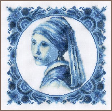 Lanarte PN-0158329 Mädchen mit Perle Kreuzstichpackung