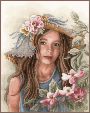 Lanarte Kleines Mädchen mit Hut, reuzstichpackung, titch Along 2017/2