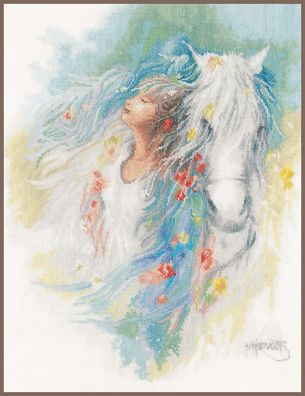 Lanarte PN-0178401 Mädchen in Gedanken Kreuzstichpackung