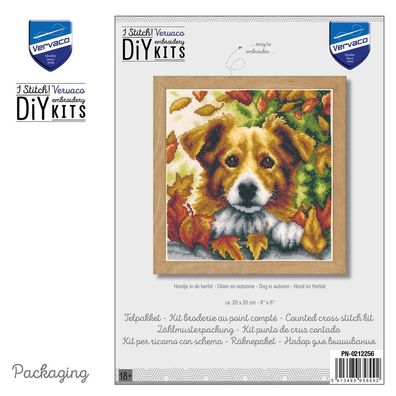 Vervaco PN-0147275 Zählmusterpackung Hund im Herbst