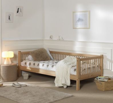 Kojenbett 90x200 Lattenrost Kinder- Jugendbett Kinderzimmer Buche massiv Natur