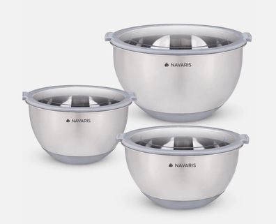 Schüsselset Edelstahl 3er Set mit Deckel Rührschüssel Salatschüssel