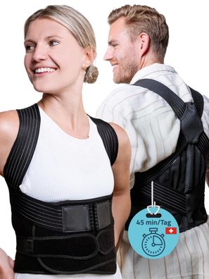 PoshPose Récken Geradehalter Réckenstétzgértel Haltungskorrektur Schwarz Größe S