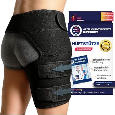 Dr. Arthritis Oberschenkelbandage Héftstétze rechts Schwarz Größe L XL