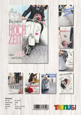 Hochzeitskarten - 100 Stück - 6 Motive