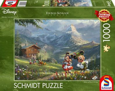 Disney, Mickey & Minnie in den Alpen - 1000 Teile Puzzle (Thomas Kinkade)