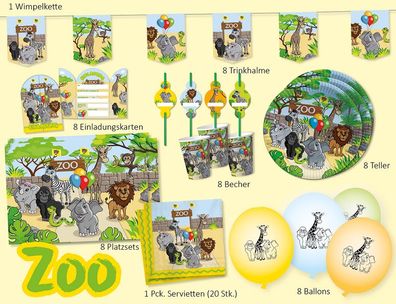 ZOO Partyset Kindergeburtstag