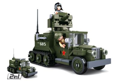 Sluban M38-B0685 - Army WWII - Alliierter Halbkettenfahrzeug 2in1