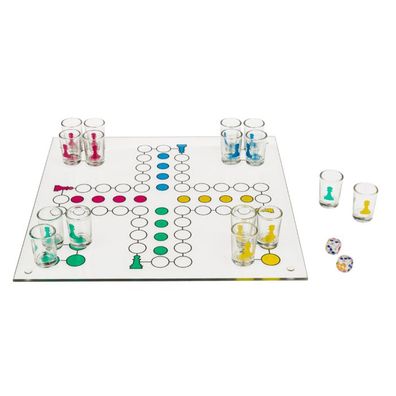 Ludo Glas Trinkspiel 31 x 31 cm