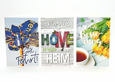 Glückwunschkarte diverse Anlässe - 100 Stück - 8 Motive - 11,5 x 17,5 cm