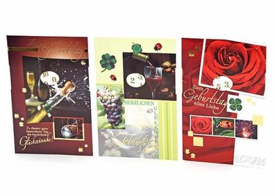 Drehzahlgeburtstagskarte 11,5x17cm, Blumen, sort. -1799