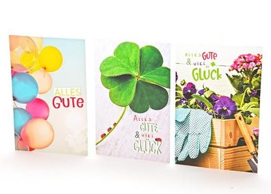 Glückwunschkarte Allgemein 100 Stück 3 Motive
