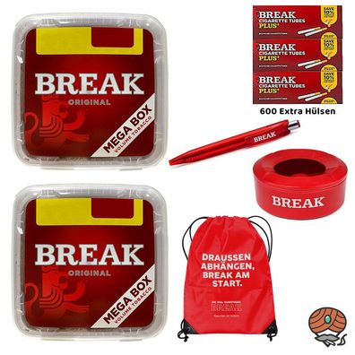 Break Original Volumentabak Mega Box 2x 135g, 600 Extra Hülsen, Break Zubehör