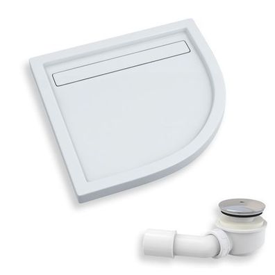 Duschwanne Viertelkreis Acryl Camparo 90x90x6,5 Weiß | Ablaufgarnitur im SET !