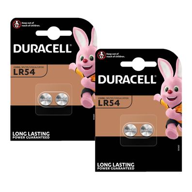 2x Duracell LR54 V10GA AG10 10GA 389 LR1130 Knopfzelle Batterie 2er Blister