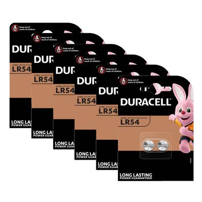 6x Duracell LR54 V10GA AG10 10GA 389 LR1130 Knopfzelle Batterie 2er Blister