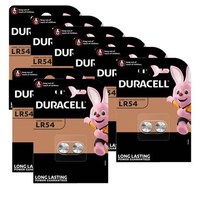 8x Duracell LR54 V10GA AG10 10GA 389 LR1130 Knopfzelle Batterie 2er Blister