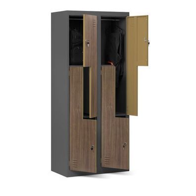 Umkleideschrank Metallschrank Lüftungsschlitzen 185x80x45cm Anthrazit-Holzoptik