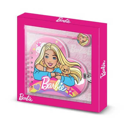 Barbie Tagebuch Set für Kinder mit Stift Schloss und Schlüssel Rosa