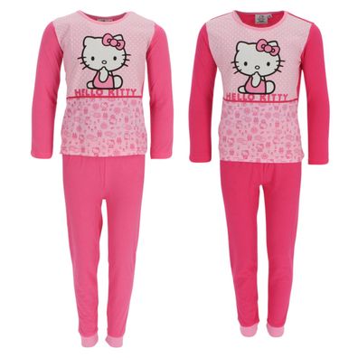 Hello Kitty Kinder Pyjama Schlafanzug Langarm Zweiteiler für Mädchen aus Baumwolle