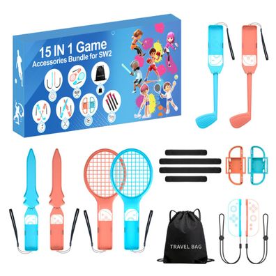 Nintendo Switch 2 Sport 15-in-1 Familien-Zubehörpaket Orange Blau