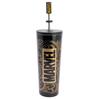 Marvel Edelstahl Thermobecher 770 ml mit Trinkhalm und Deckel