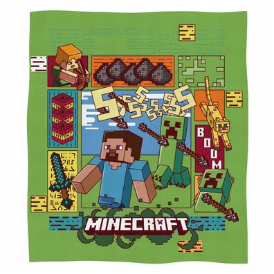 Minecraft Korallenfleece Decke 130x170 cm Kuscheldecke weich Wohndecke