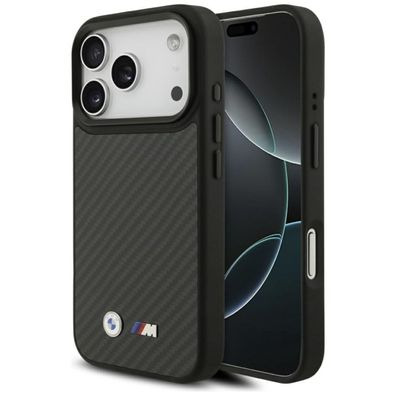 BMW M Kevlar Hybrid-Hülle kompatibel mit iPhone 17 Pro – Schwarz
