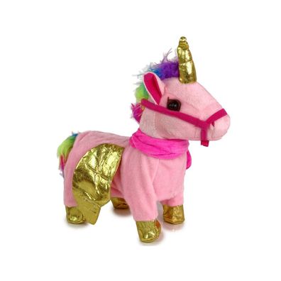 Leantoys Pferd Maskottchen Interaktiv Rosa Pferd Goldene Flügel Musik