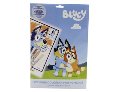 Bluey Malen nach Zahlen Set A4 16 Blätter 6 waschbare Stifte im Umschlag Kreativse