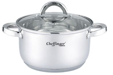 Kochtopf mit Glasdeckel geeignet für alle Herdarten, aus hochwertigem Edelstahl