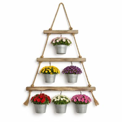 Strickleiter Hängedeko Wanddekoration Blumenampel Holzleiter hängend + Haken