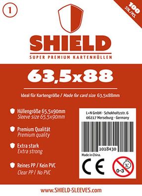 Shield 1 - 100 Super Premium Kartenhüllen für Kartengröße 63,5 x 88 mm