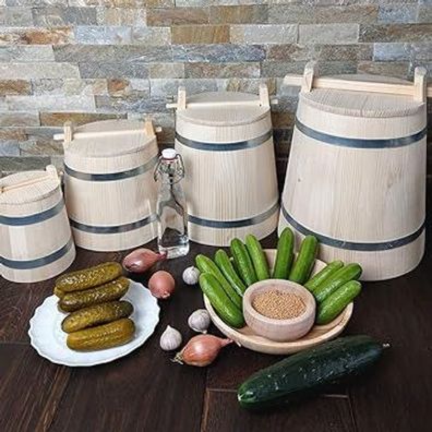 Geschenk Holzfass zum Einlegen Fermentieren von Gemüse, Gurken - Gärgefäß 1 Liter