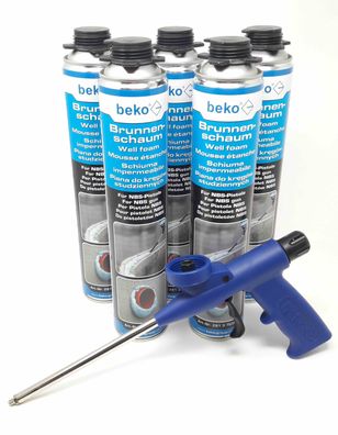 5 Stück Brunnenschaum 750 ml für NBS-Pistole inkl. NBS - Schaum Pistole BLUE