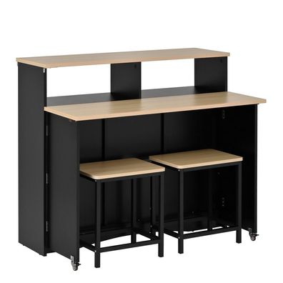 Kücheninsel auf Rollen ausziehbar mit Stühlen Sideboard Stauraum