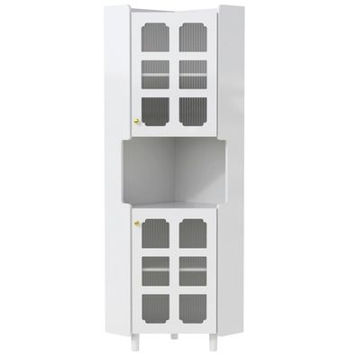 Ecken-Kommode mit LED-Beleuchtung, Kommode Bücherregal MDF multifunktional