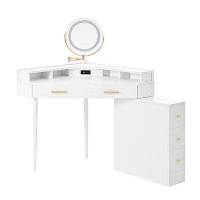 E-Schminktisch mit LED-Spiegel dimmbar 5 Schubladen USB USB-C