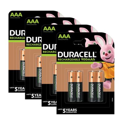 4x Duracell Akku Recharge Micro AAA HR03 NiMH 1.2V 900 mAh 4er Blister