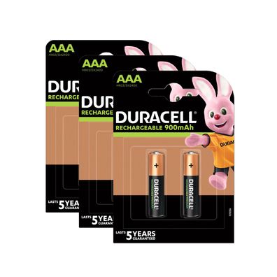 3x Duracell Akku Recharge Micro AAA HR03 NiMH 1.2V 900 mAh 2er Blister