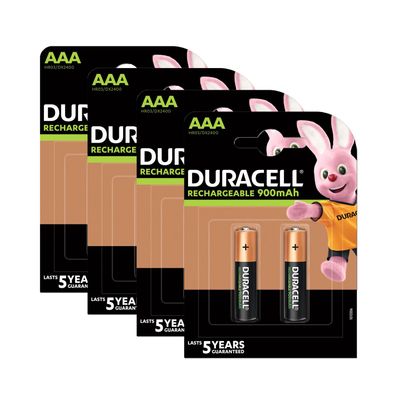 4x Duracell Akku Recharge Micro AAA HR03 NiMH 1.2V 900 mAh 2er Blister
