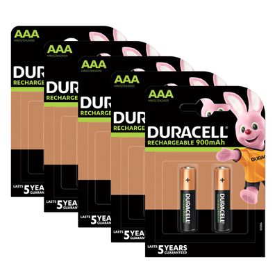 5x Duracell Akku Recharge Micro AAA HR03 NiMH 1.2V 900 mAh 2er Blister