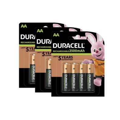 3x Duracell Akku Recharge Ultra Mignon AA HR6 NiMH 1,2V 2500 mAh 4er Blister
