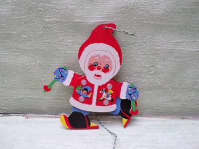 alter Hampelmann Ziehfigur Großmann Reit im Winkel Weihnachtsmann Ski fahren 12cm