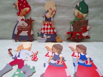 alte Mertens Kunst Holzbild Märchenfiguren 1968/69 Brüderchen Schwesterchen Fuchs