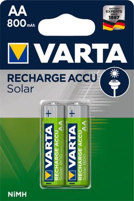 VARTA Solar Akku AA LR6 Mignon 2er 800 mAh