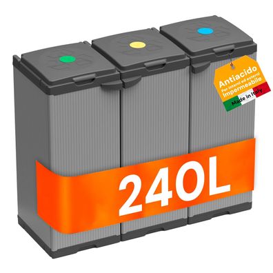 Avilia Abfalleimer fér Mélltrennung 3 Behälter 80 bis 110 l 102x39,5x85