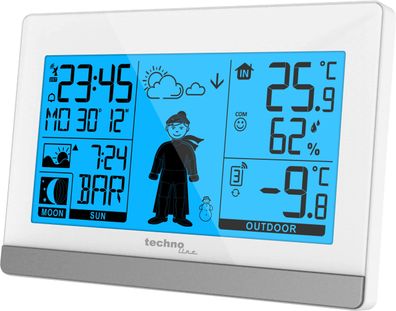 Technoline WS9612 Wetterstation weiß mit Innen Außentemperatur Wettervorhersage